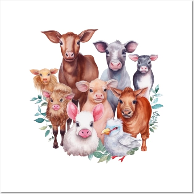 Watercolor Farm Animals #4 Wall Art by Chromatic Fusion Studio